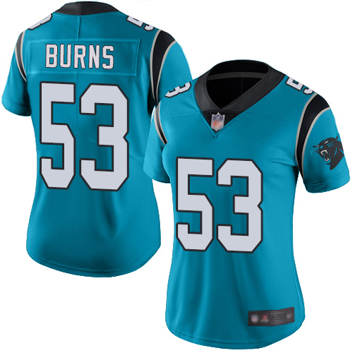Carolina Panthers Limited Blue Women Brian Burns Jersey NFL Football 53 Rush Vapor Untouchable